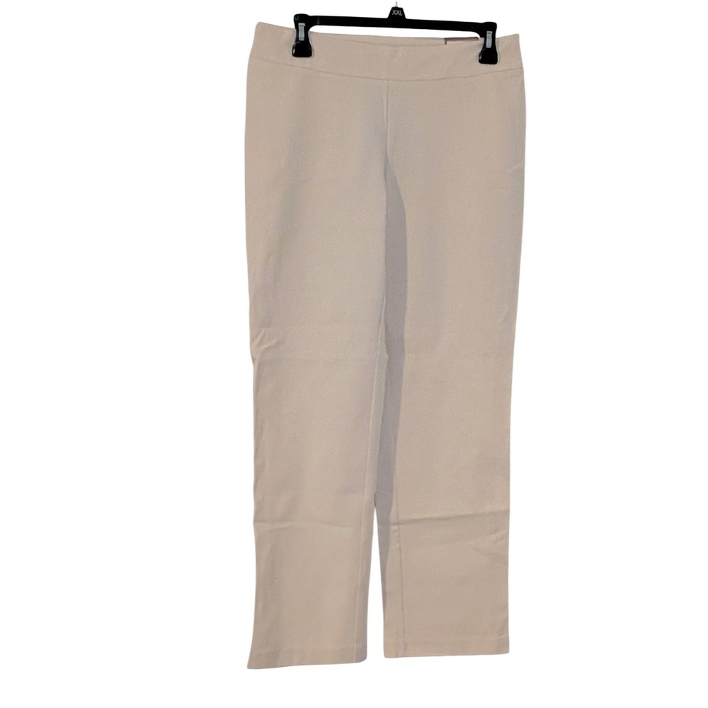 Chicos Getaway Side Zip Pants Ivory Size Small 4/6 (0)Short Straight Leg NWT